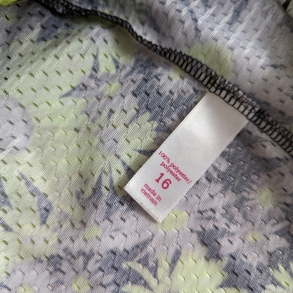 Justice Glitter Jersey Daisy Print Black Detailing Neon Green White Grey- sz 16 - Picture 8 of 8